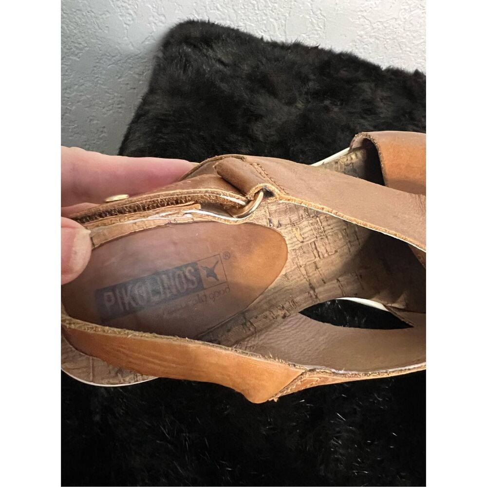 Pikolinos Mahon Wedge Sandals 39 8.5 Leather Crisscross Open Toe Sandals - Picture 3 of 7